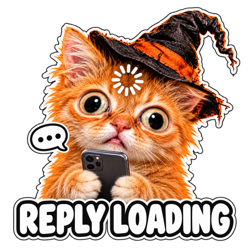 MEOWLAG holding a phone while his reply is still loading.